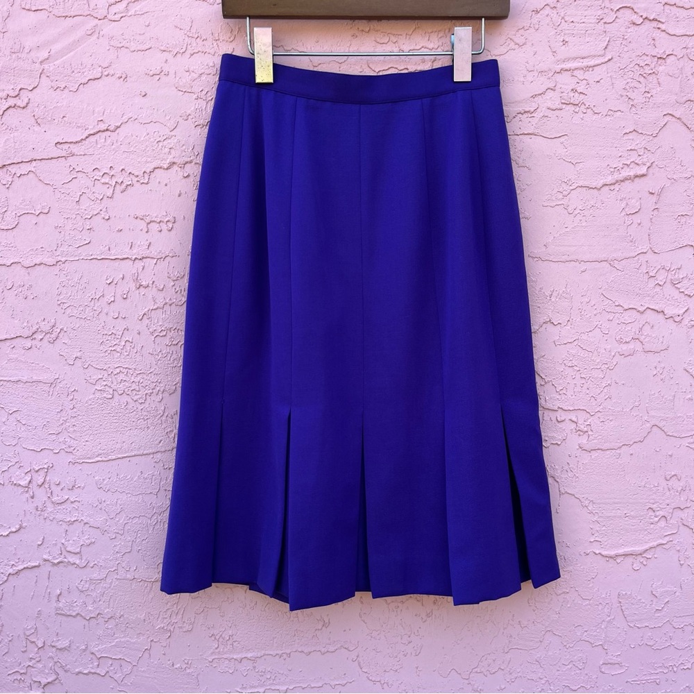 Vintage Dana Buchman Wool Pleated Skirt Purple Size 8